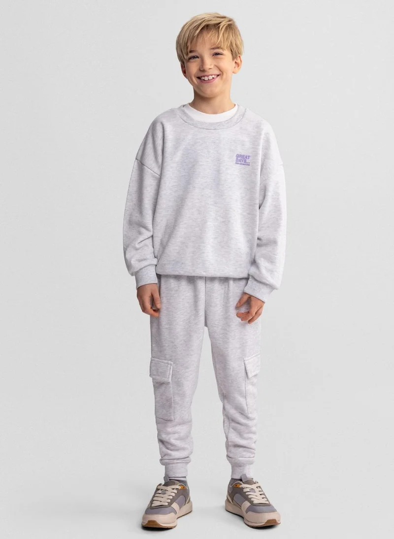مينوتي Boys cargo joggers grey pull on elastic waistband 3-15 years